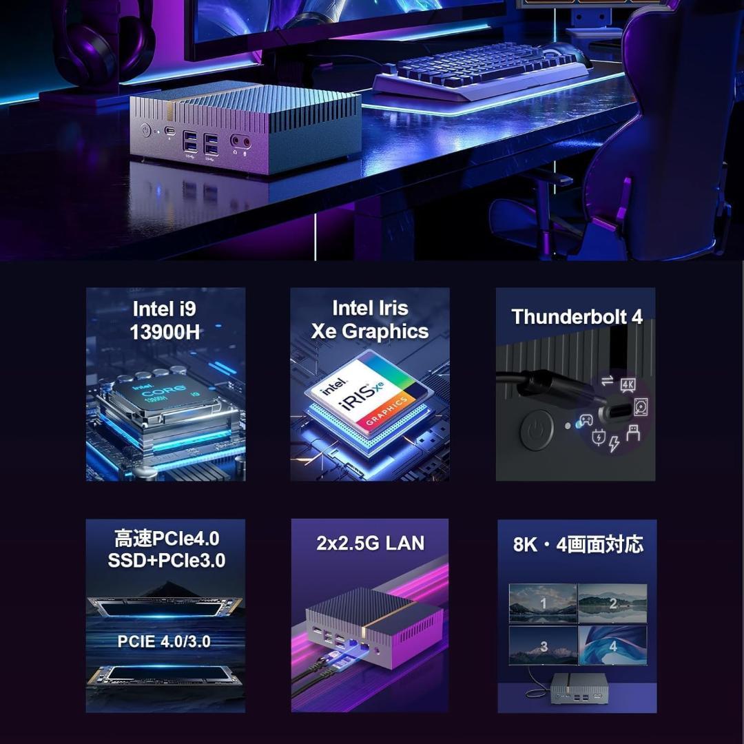 ミニPC 第13世代インテル Core i9-13900H 14コア　限定１個