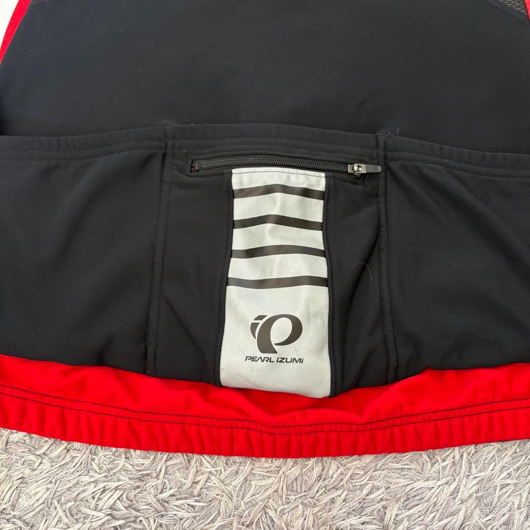 【美品Lサイズ】冬用 PEARL IZUMI ウィンドブレークジャケット 白×赤