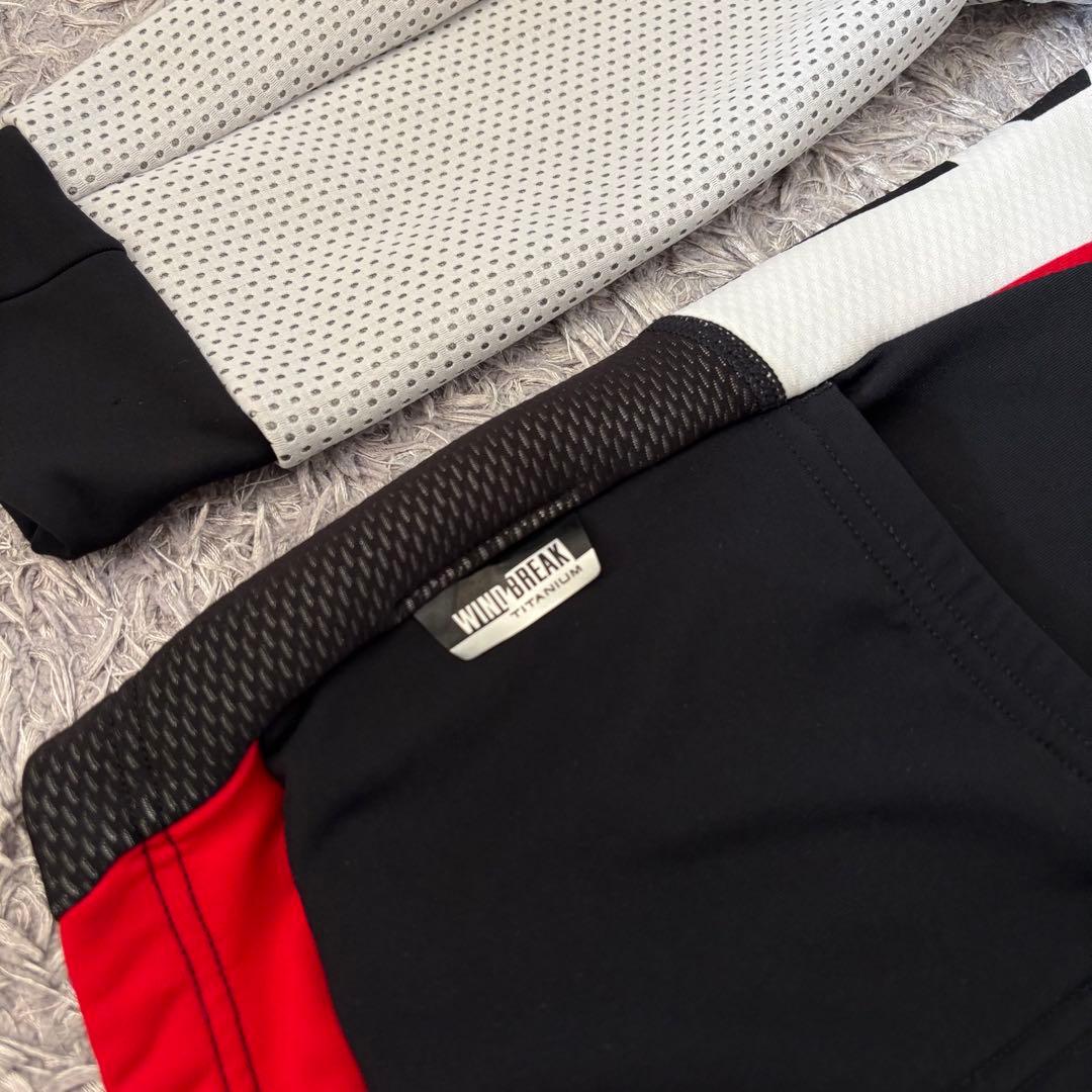 【美品Lサイズ】冬用 PEARL IZUMI ウィンドブレークジャケット 白×赤