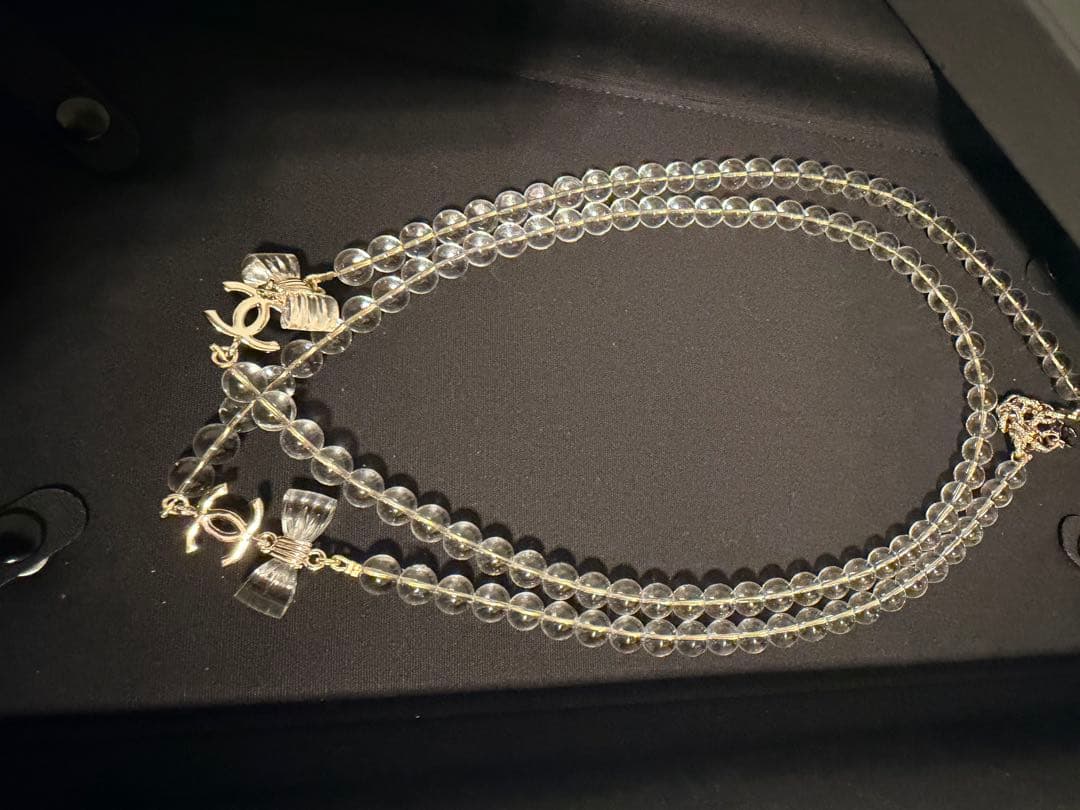 CHANEL クリスタルリボンパールネックレス　25P 希少