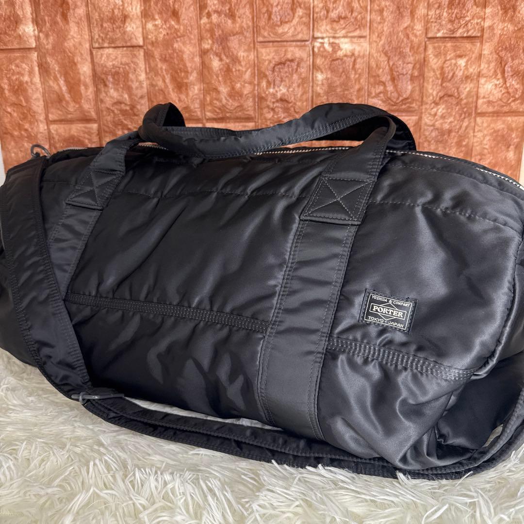 【美品】ポーター タンカー 2Way ドラムバッグ Lサイズ ブラック W57