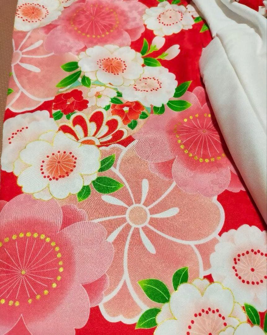 七五三　被布セット　着物　３歳　花ひめ　まり　赤