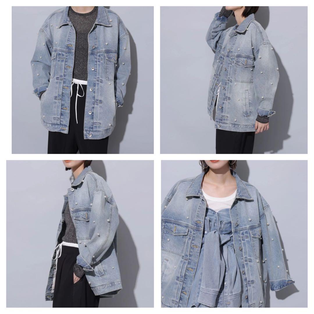 【美品】 Arpege story パール付きBIG Gジャン デニムジャケット