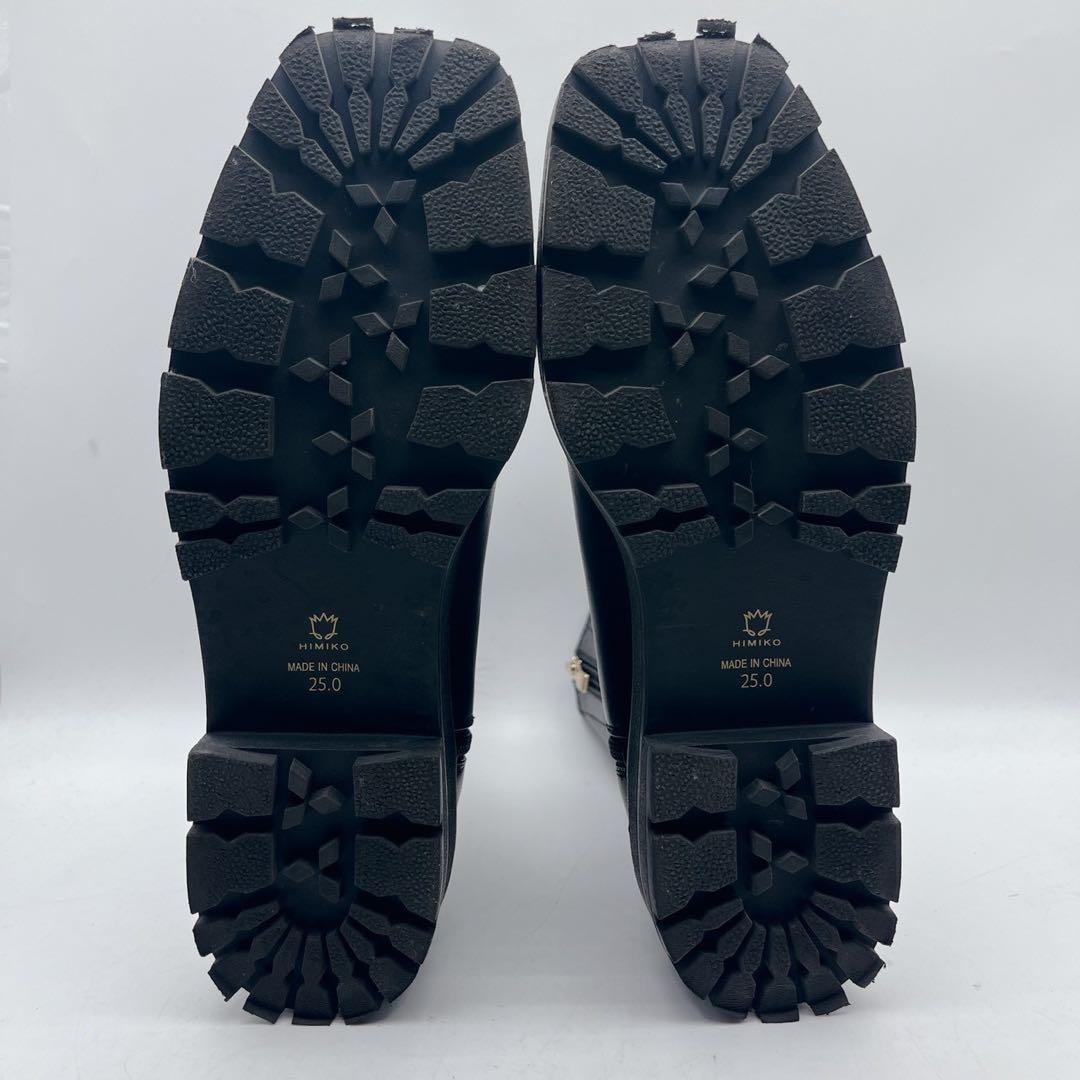 現行品✨ヒミコ トラックソールストレッチブーツ 黒 サイドジップ 本革 25cm