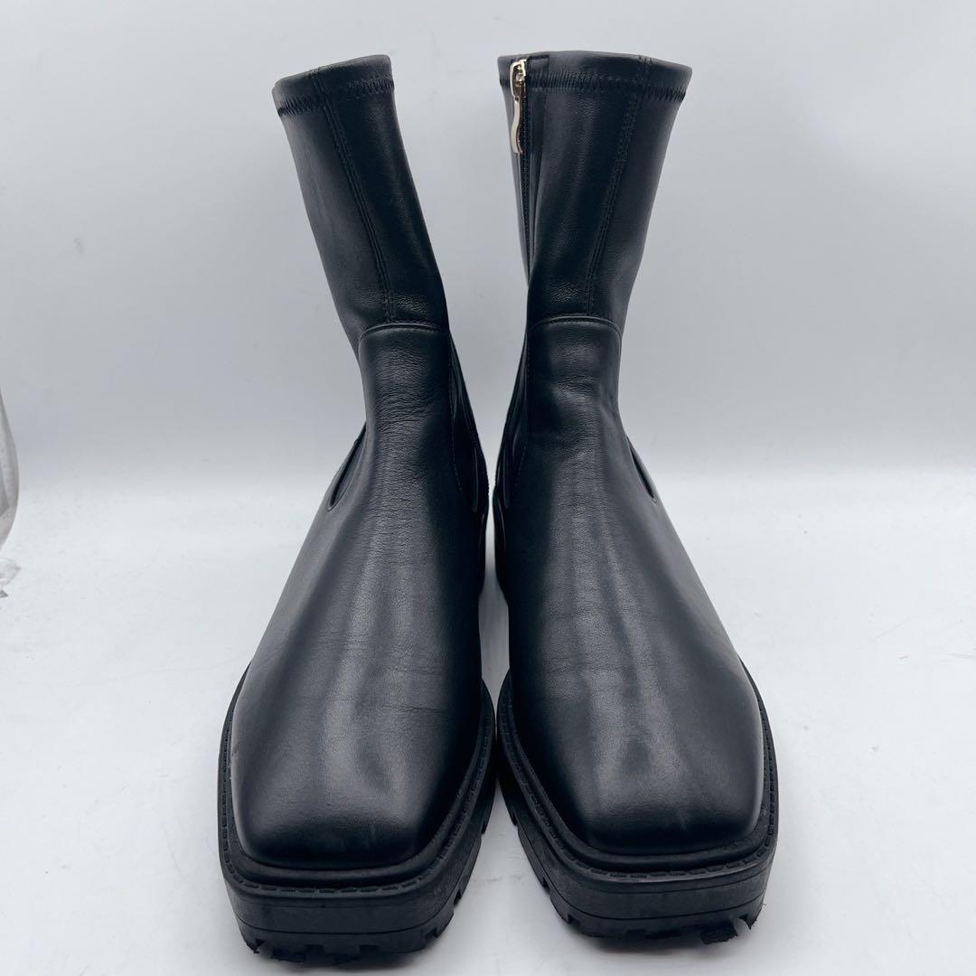 現行品✨ヒミコ トラックソールストレッチブーツ 黒 サイドジップ 本革 25cm