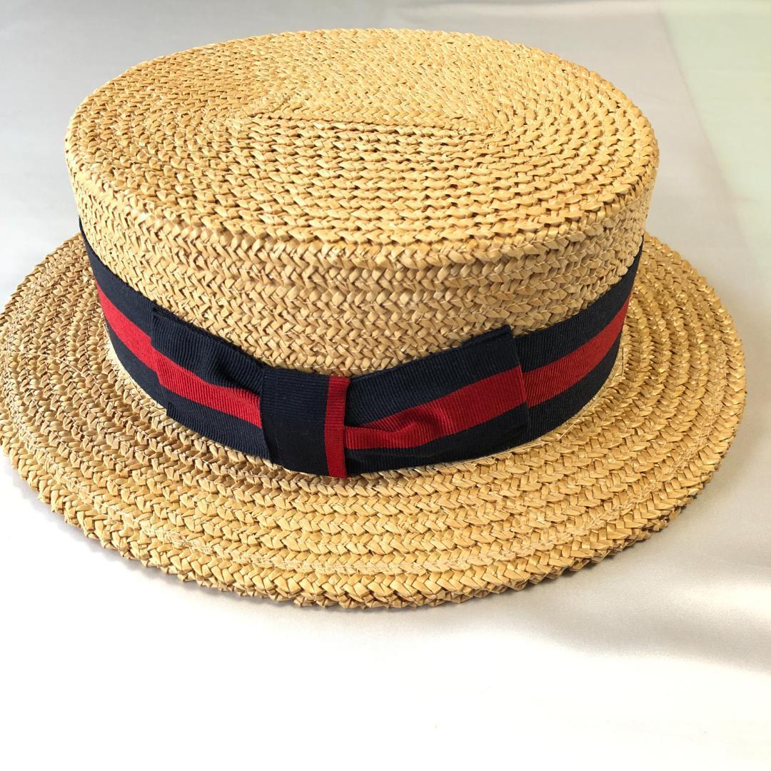 未使用級　イタリア製　ポンテリアルト カンカン帽　麦わら帽子　59cm