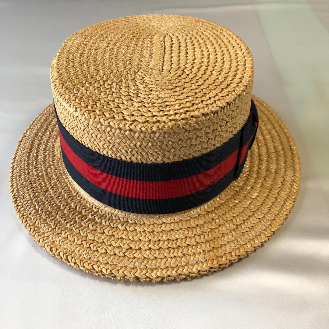 未使用級　イタリア製　ポンテリアルト カンカン帽　麦わら帽子　59cm