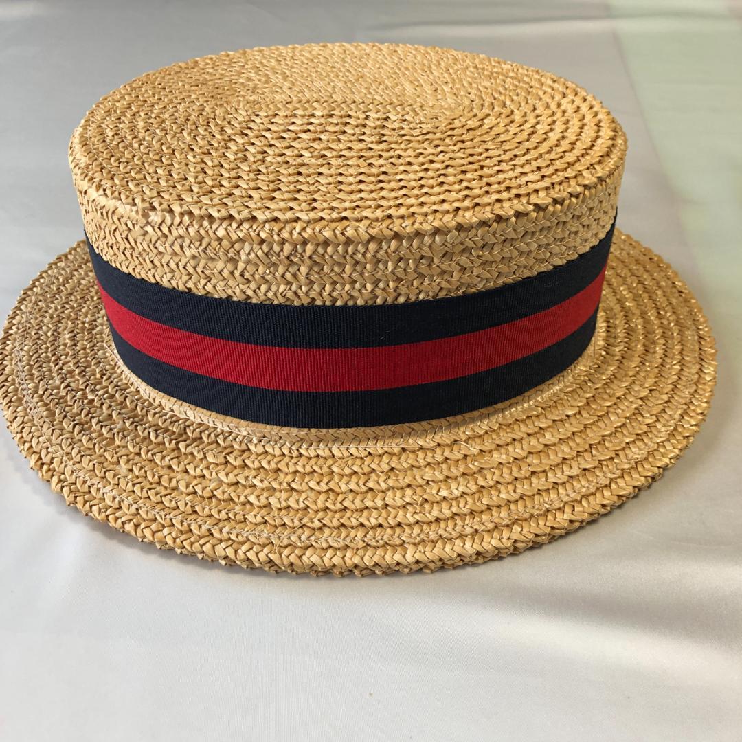 未使用級　イタリア製　ポンテリアルト カンカン帽　麦わら帽子　59cm
