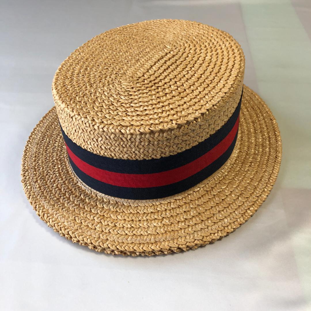 未使用級　イタリア製　ポンテリアルト カンカン帽　麦わら帽子　59cm