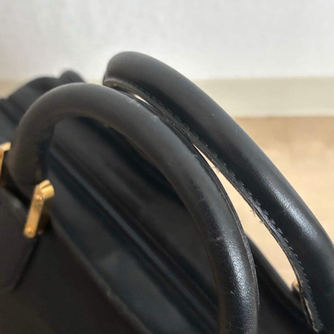 け*う様 【本物】ロエベ アマソナ32 ハンドバッグ アナグラム 本革レザー 黒