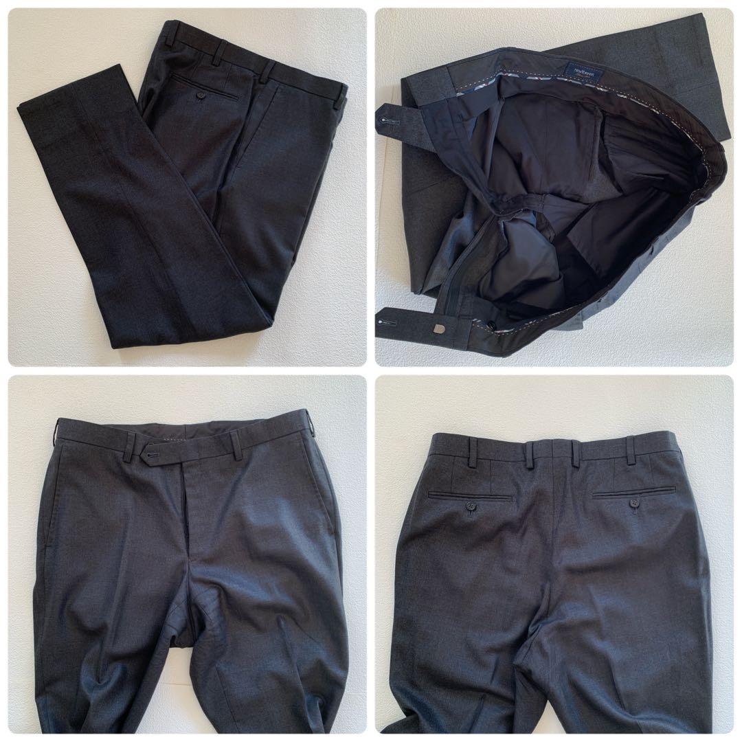 美品　NEWYORKER メンズ　スーツ　ダークグレー　AB7 パンツ2本