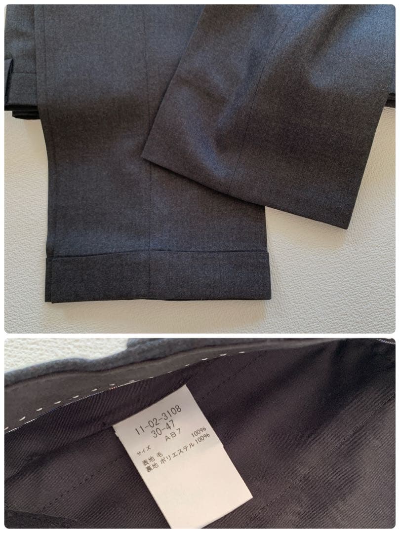 美品　NEWYORKER メンズ　スーツ　ダークグレー　AB7 パンツ2本
