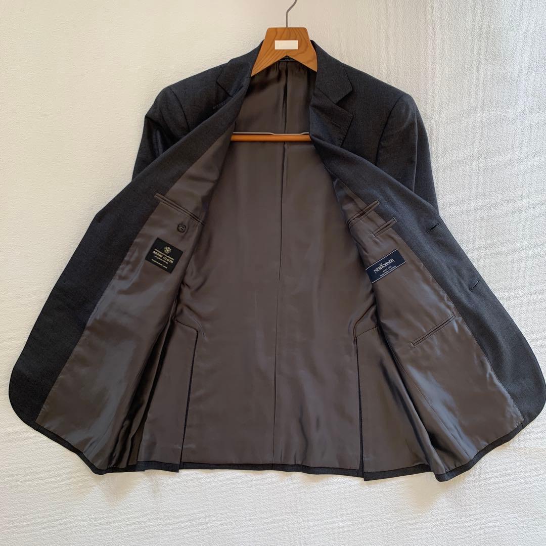 美品　NEWYORKER メンズ　スーツ　ダークグレー　AB7 パンツ2本