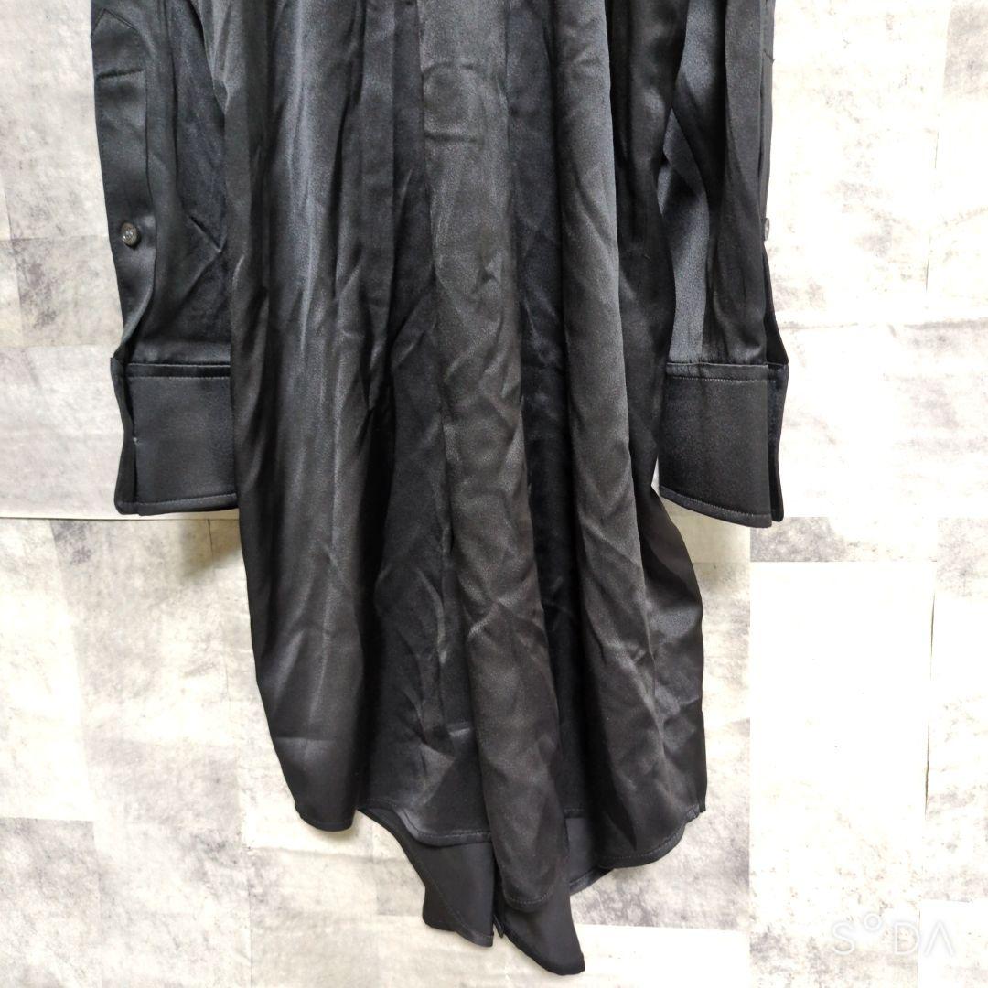 レア【アレキサンダーワン】シャツワンピース シルク オフショルダー ブラック