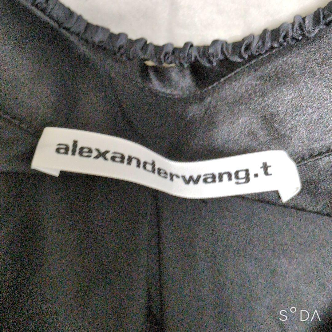 レア【アレキサンダーワン】シャツワンピース シルク オフショルダー ブラック