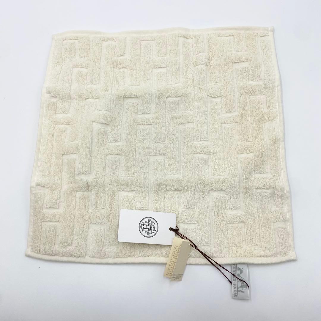 新品未使用　HERMES エルメス　ハンカチ　コットン　2枚セット　白×紺