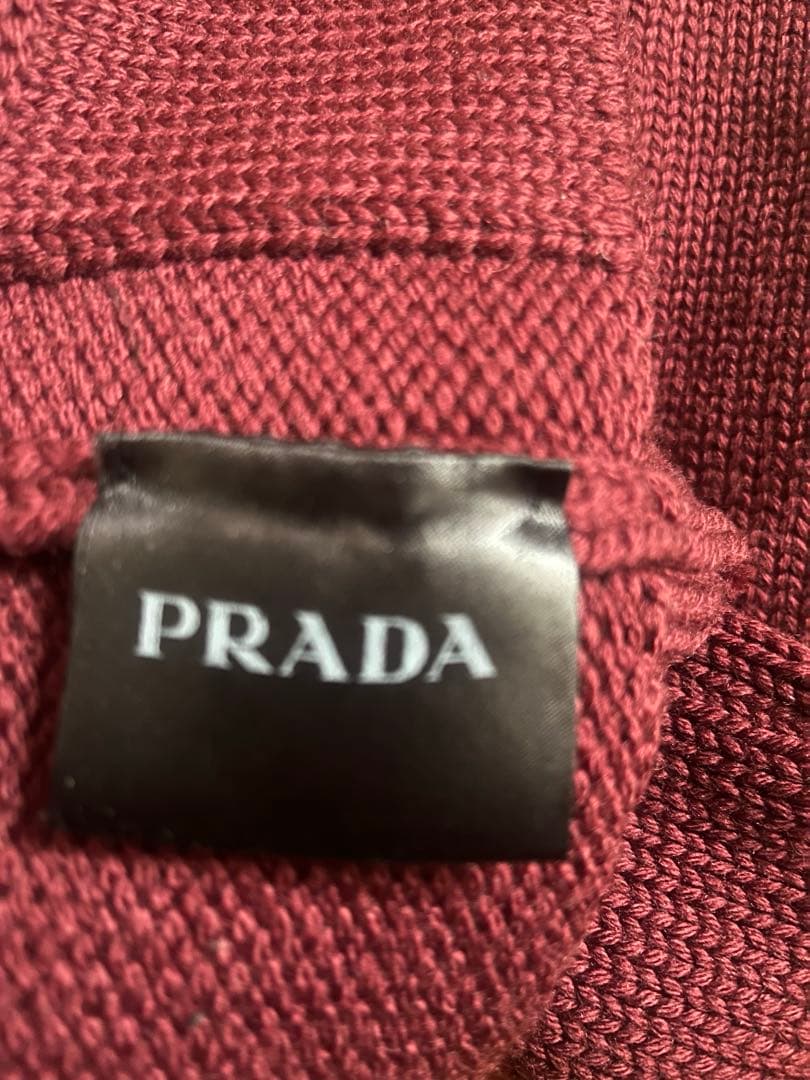 プラダ　PRADA スキッパーニット　赤　メンズ　ボルドー