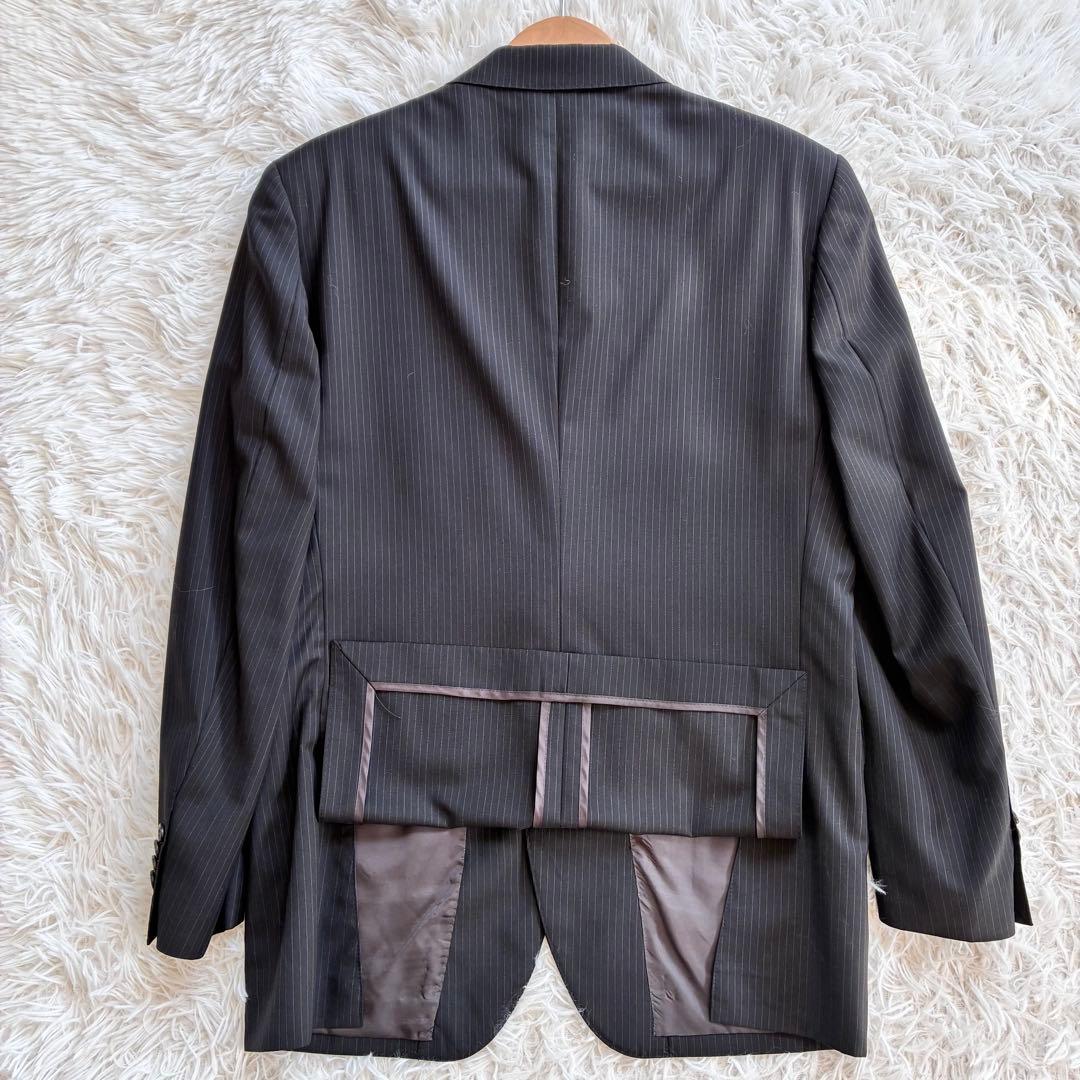 美品★最高級ロロピアーナ　ジランダードリーム　スーツ　上下　ストライプ　黒