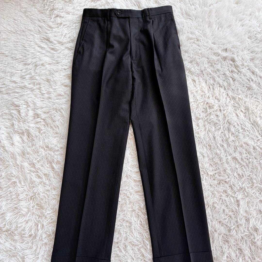 美品★最高級ロロピアーナ　ジランダードリーム　スーツ　上下　ストライプ　黒