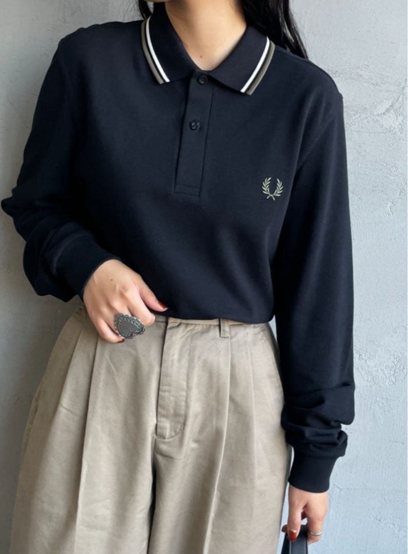 FRED PERRYフレッドペリー ツインティップラインロングスリーブポロシャツ