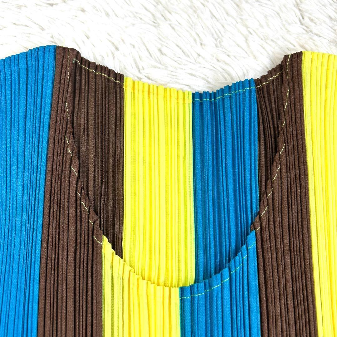 【美品】プリーツプリーズ 希少 ストライプ Aライン ロングワンピース 4