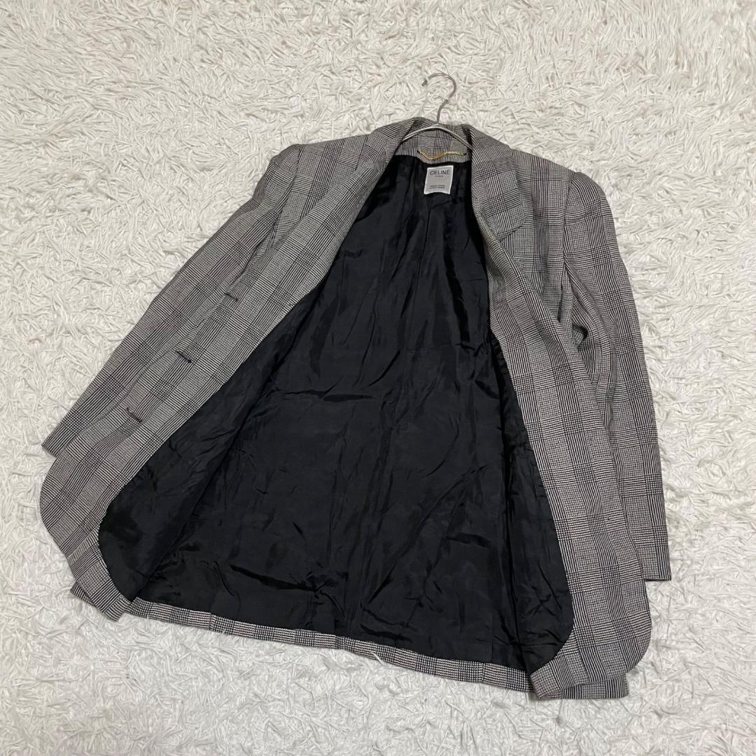 14376✨CELINE セリーヌ グレンチェック テーラードジャケット L