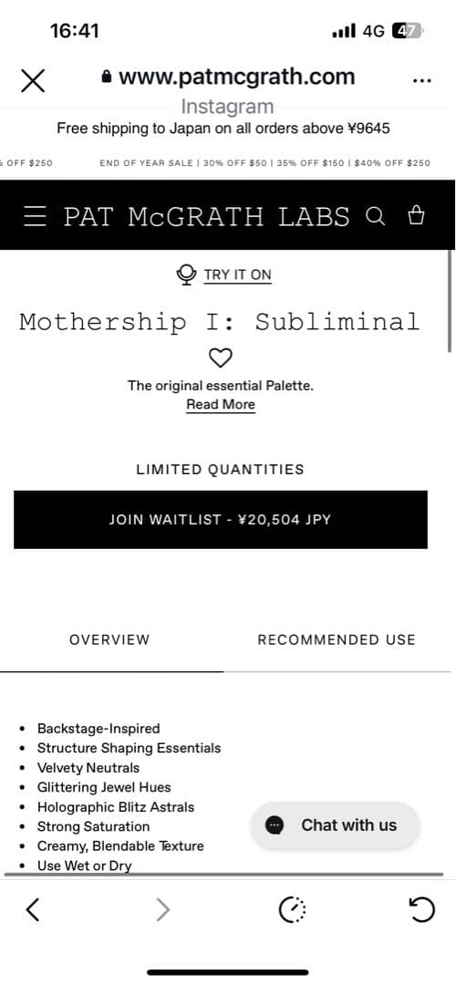 Tsubasa 様用　PAT MCGRATH LABS Mothership