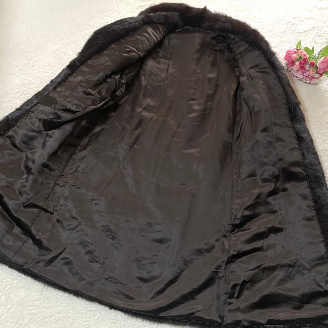 【総丈115cm】ミンク 本毛皮 ロングコート リアルファー M相当 毛並み◎