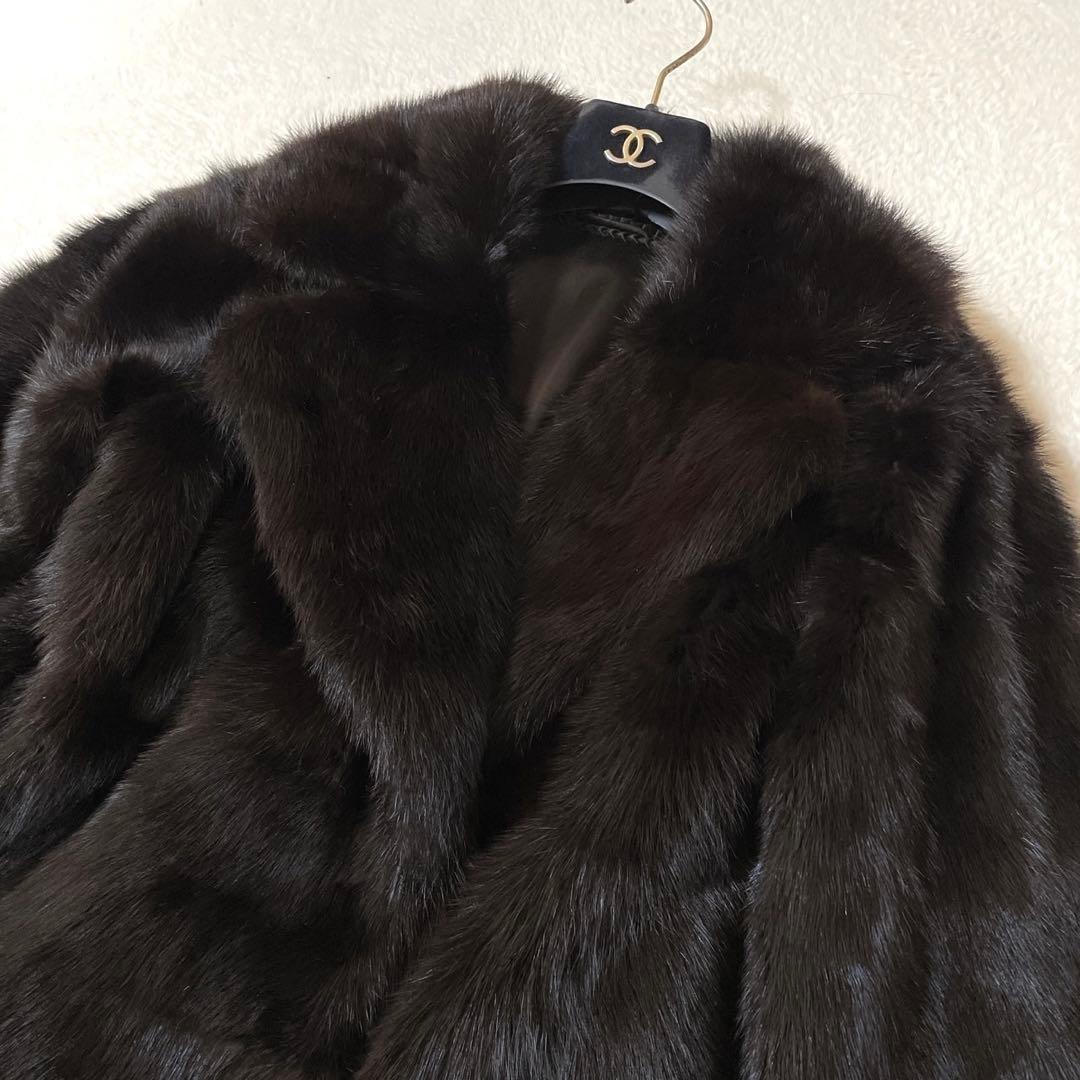 【総丈115cm】ミンク 本毛皮 ロングコート リアルファー M相当 毛並み◎