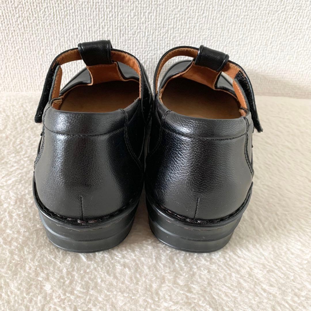 【美品】HPS コンフォート シューズ　ローファー　 Tストラップ　シープスキン