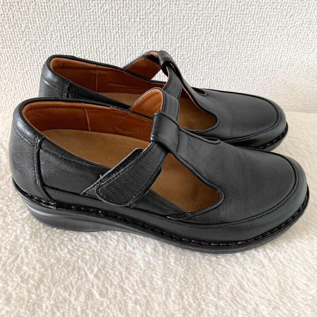 【美品】HPS コンフォート シューズ　ローファー　 Tストラップ　シープスキン