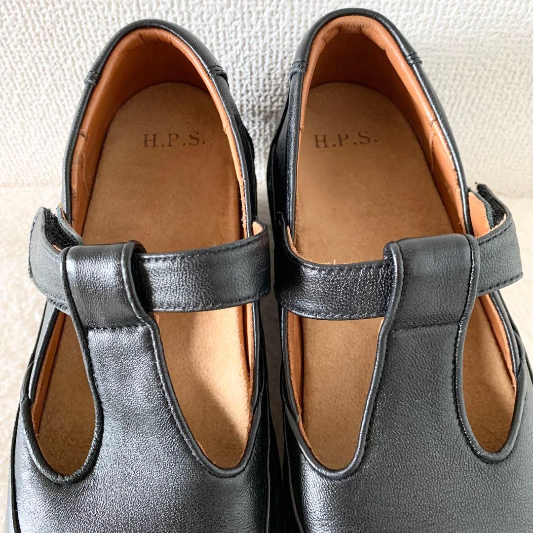 【美品】HPS コンフォート シューズ　ローファー　 Tストラップ　シープスキン