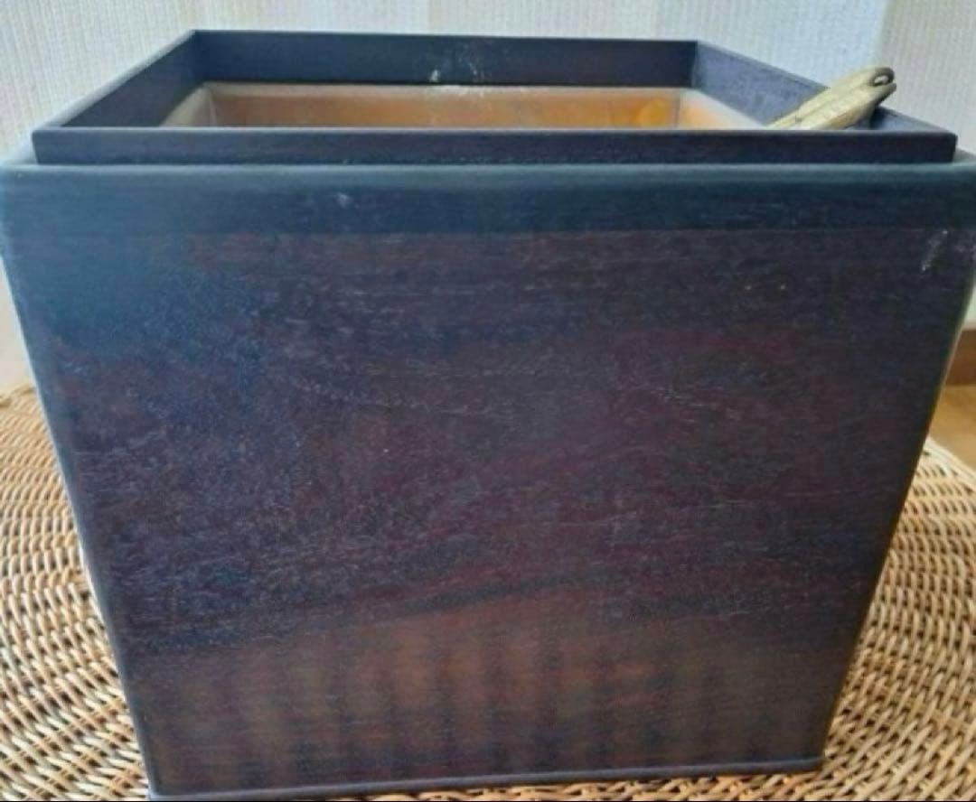 木製火鉢　大正末期　昭和レトロ　黒檀火鉢 火箸