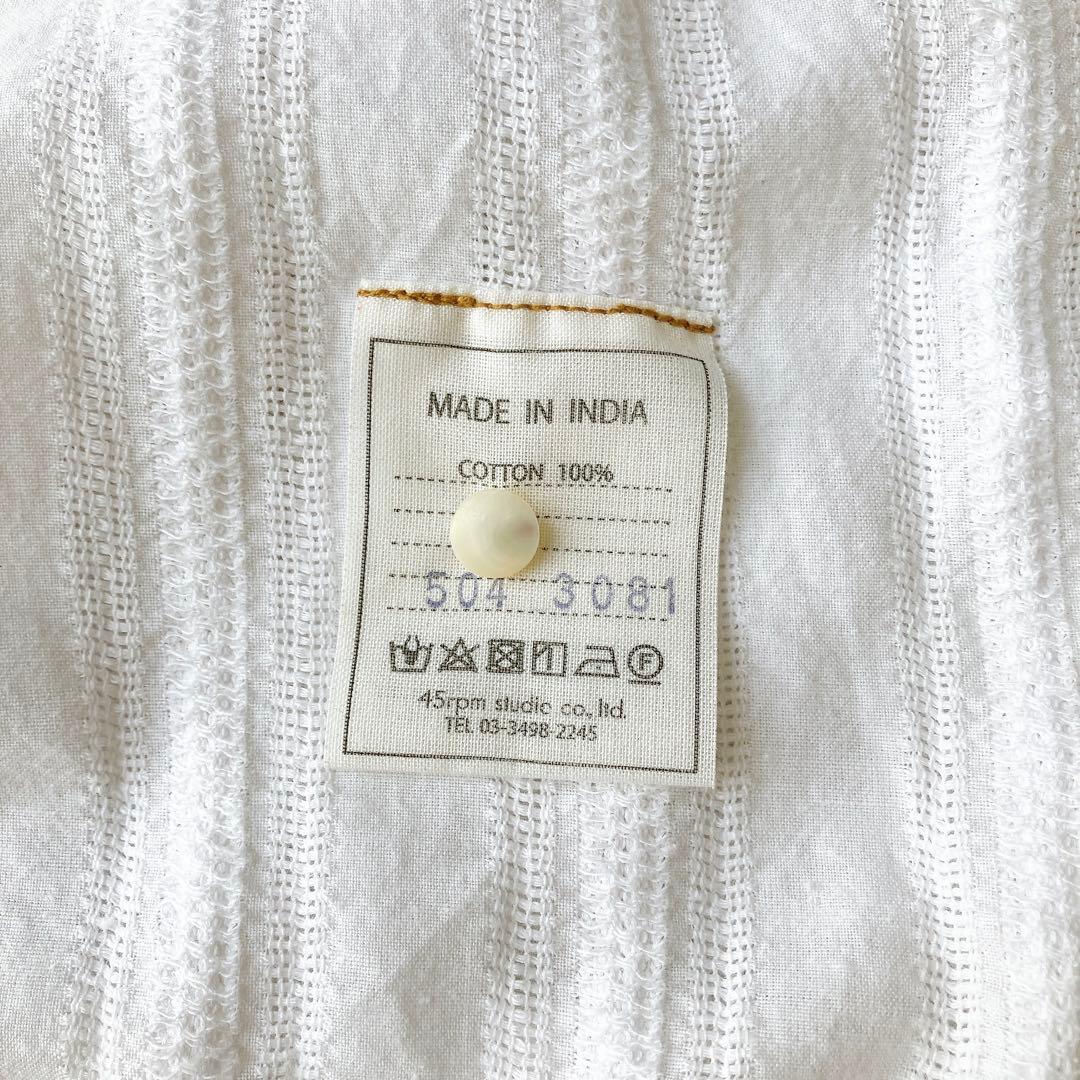 45R インドカラミdeレースTシャツ 半袖 ブラウス 白 45rpm