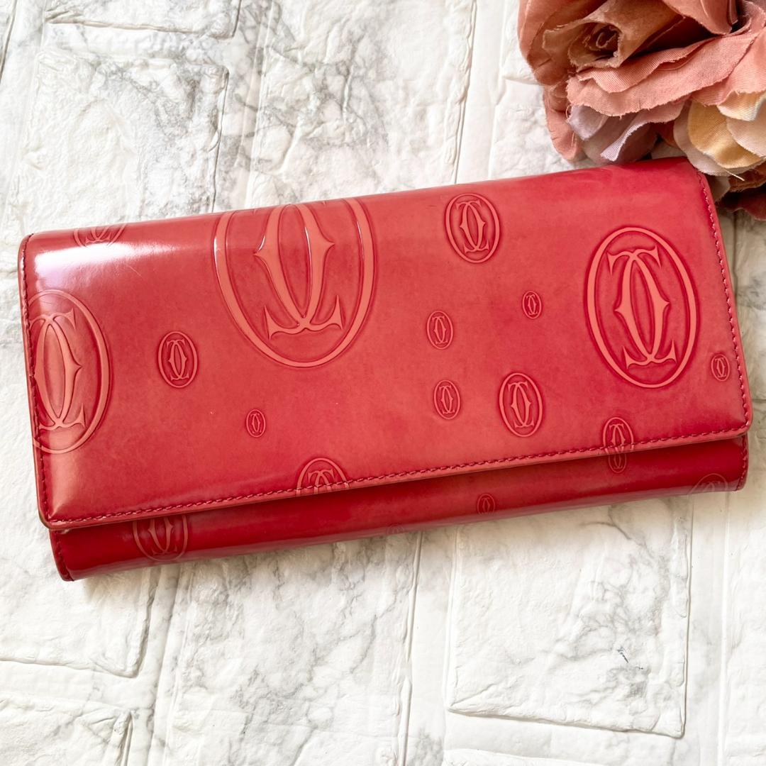 美品✨Cartier ハッピーバースデー　長財布　パテントレザー