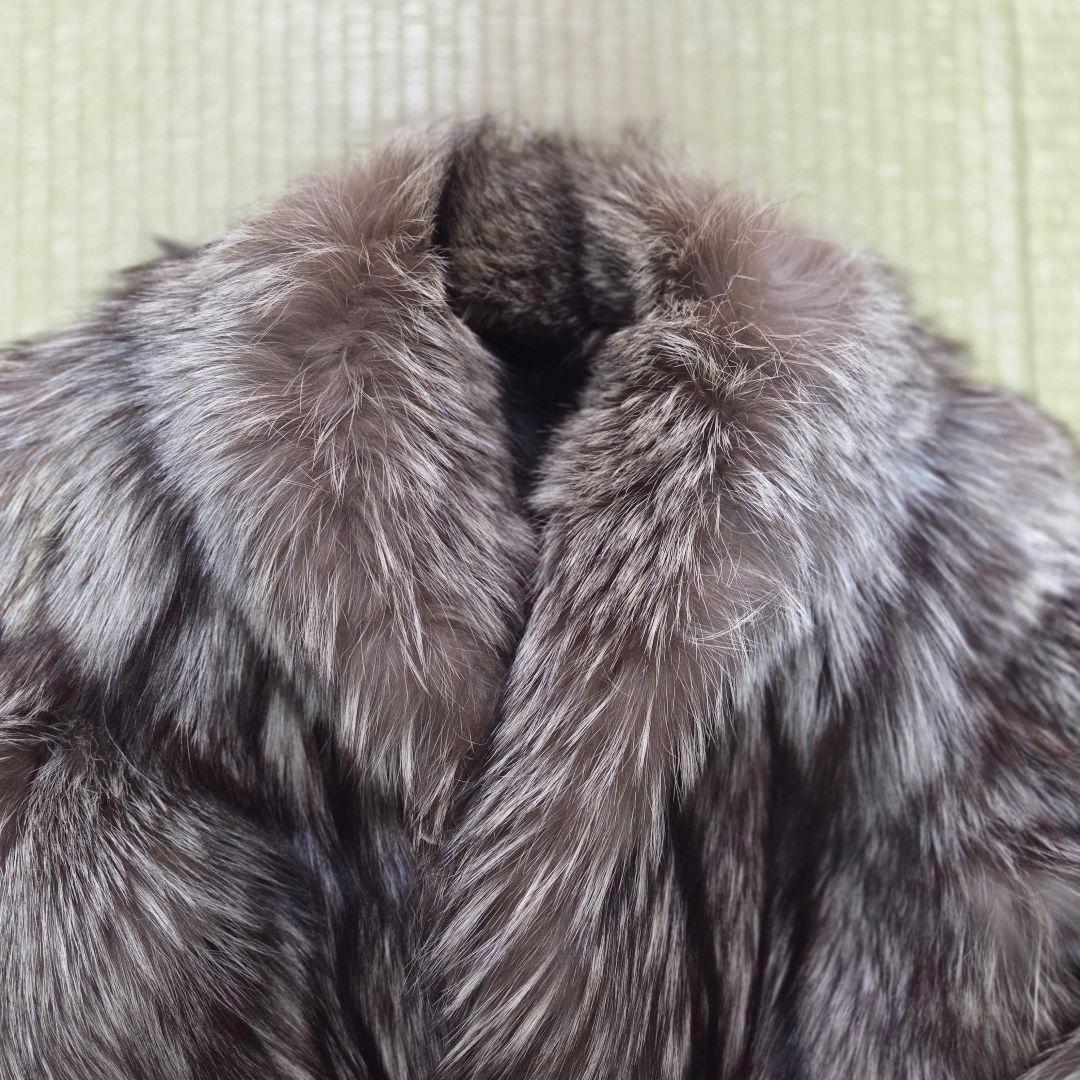 美品 ロング丈 裏地花柄刺繍入 肉厚 シルバーフォクス サイズ9号