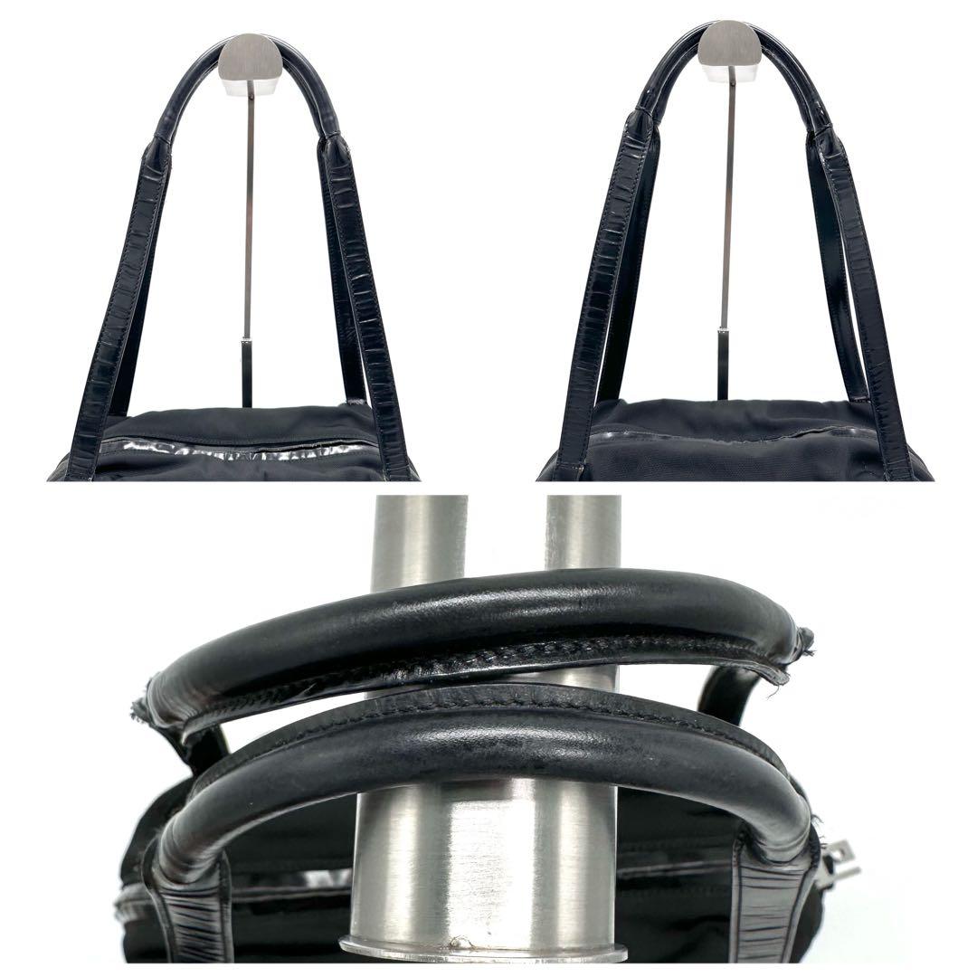 GUCCI トートバッグ ボストン ロゴ金具 A4可 レザー ナイロン ブラック