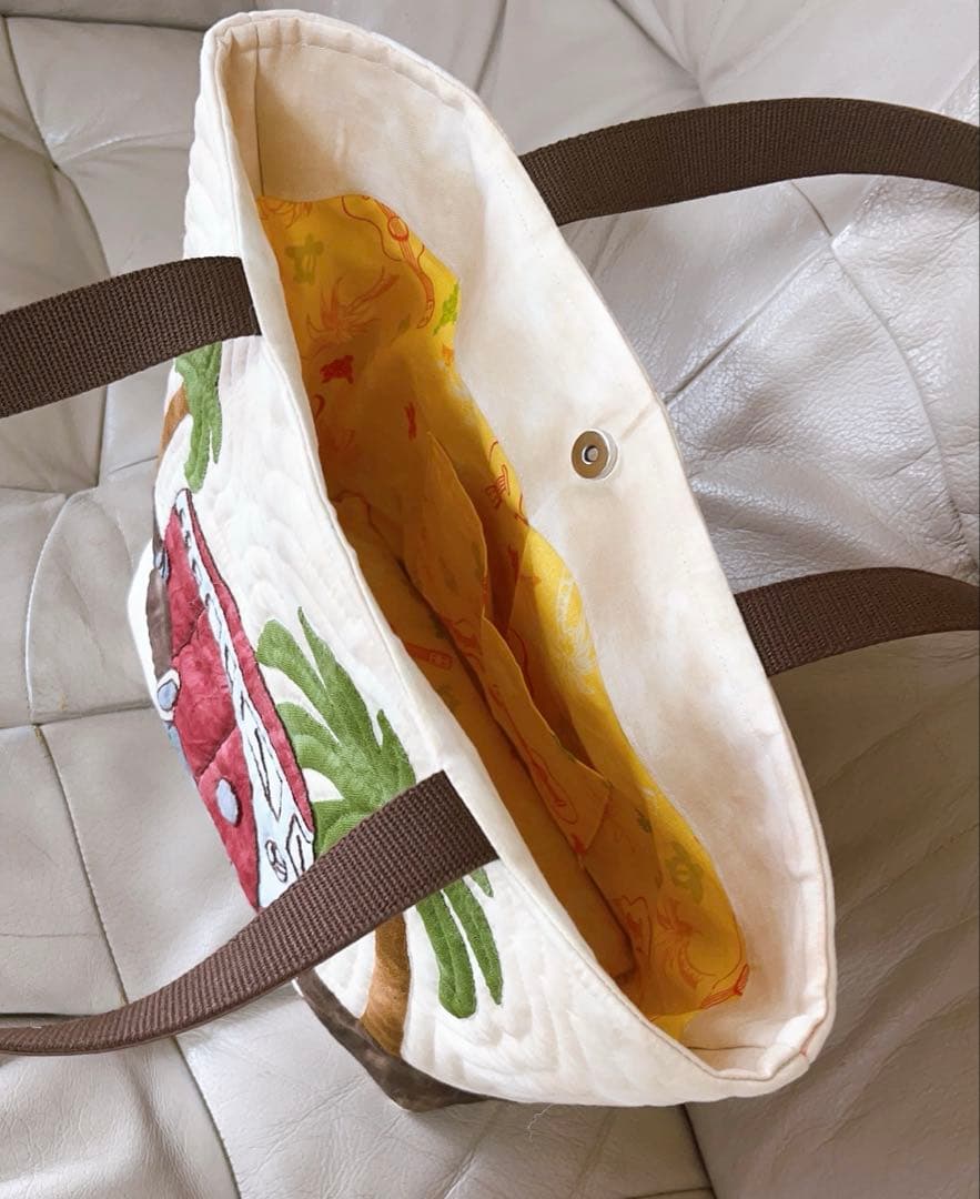 ハワイアンキルトバッグ　バス(レッド、オレンジ)