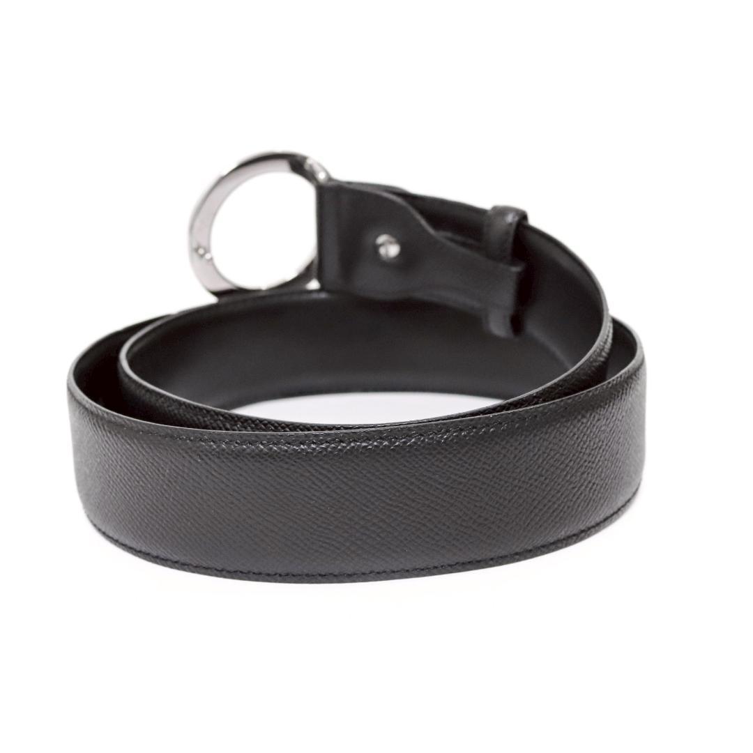 美品 BVLGARI ロゴリングベルト 黒銀 82.5cm n66