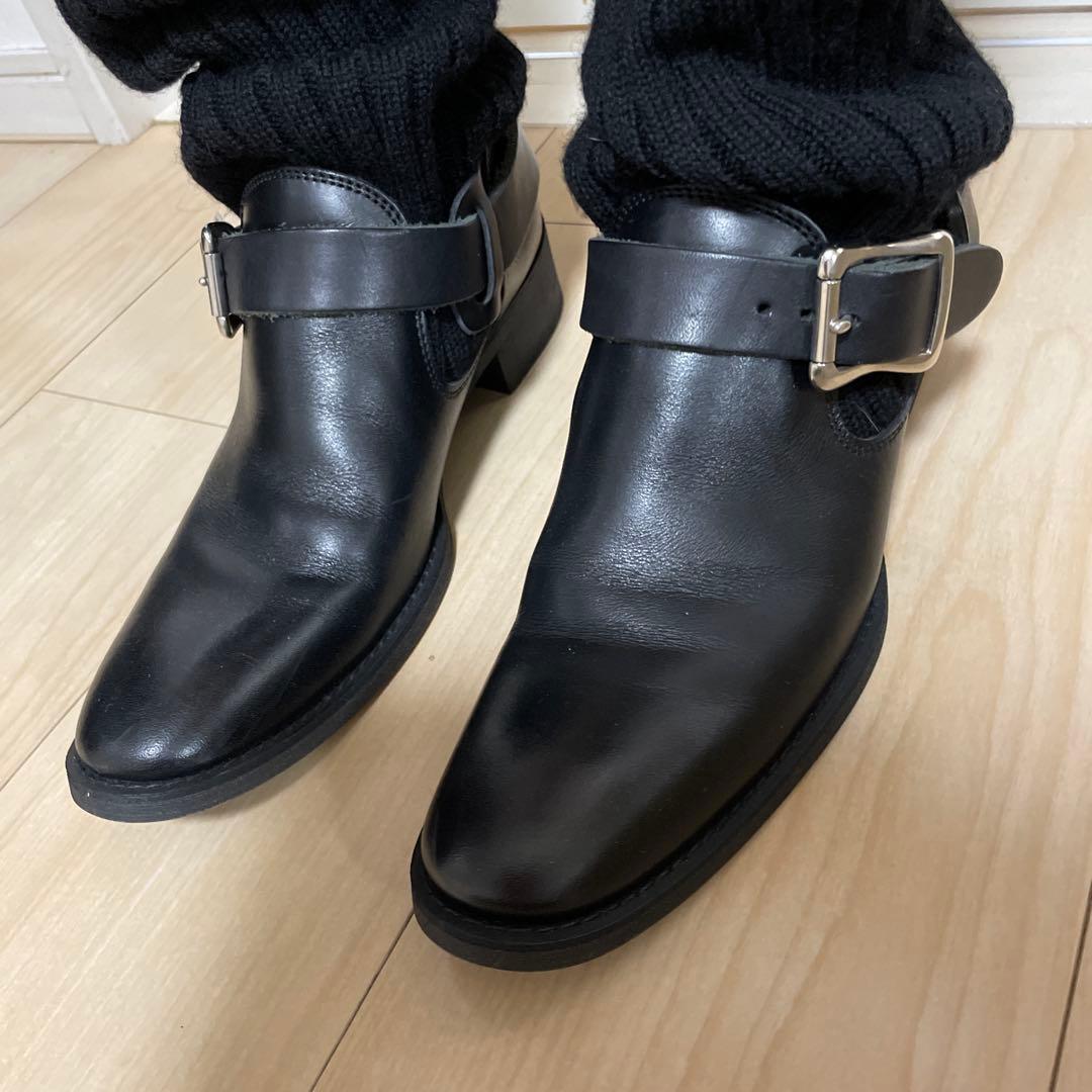 【美品】limi ￼feuバックル付きレザーブーツ