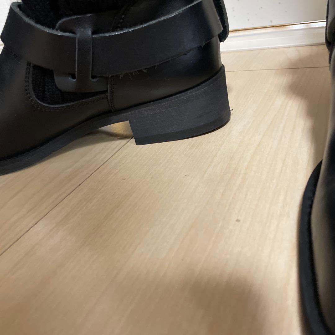 【美品】limi ￼feuバックル付きレザーブーツ