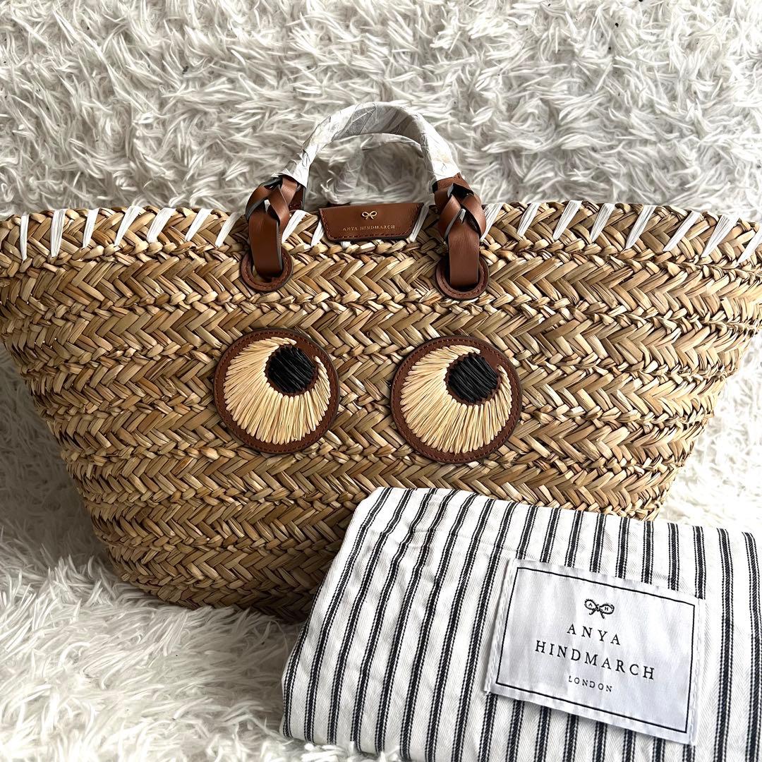 未使用品 アニヤハインドマーチ カゴバッグ アイズ 大容量 ラフィア ラージ