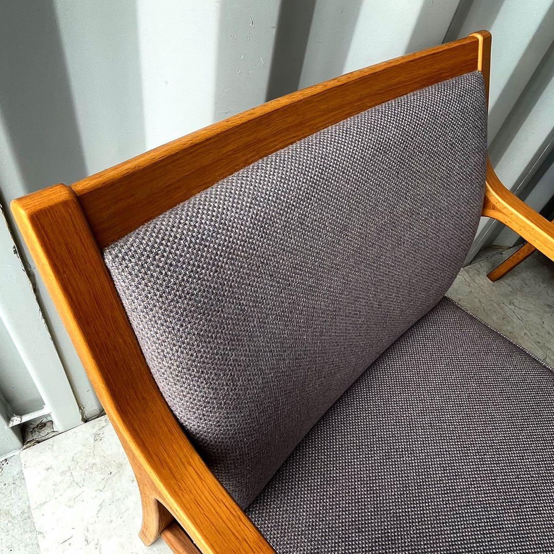 取付無料！天童木工 北欧風天然木グレーファブリック肘掛付イージーチェア4脚✨