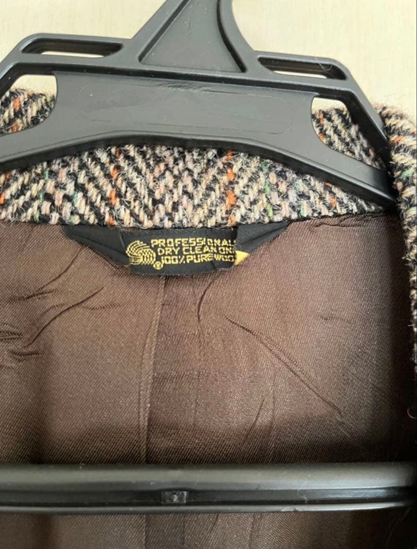 ハリスツイードブラウンテーラードジャケット