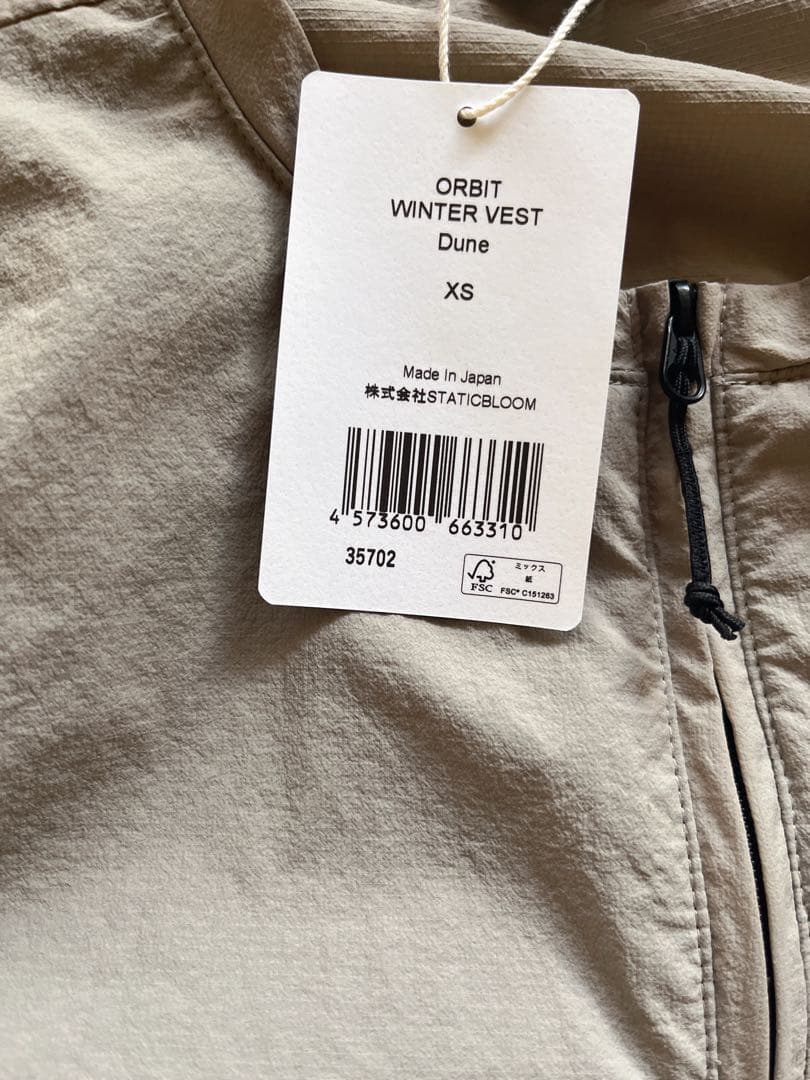 新品　static orbit winter vest Dune XSサイズ