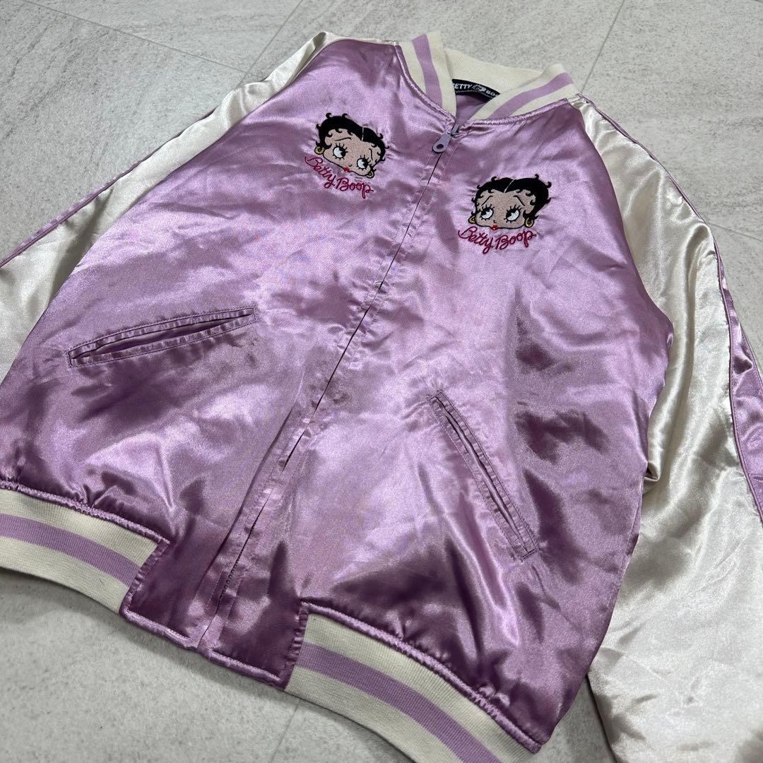 美品 希少【ベティーブープ】ベティちゃん 刺繍 スカジャン バイク ピンク M