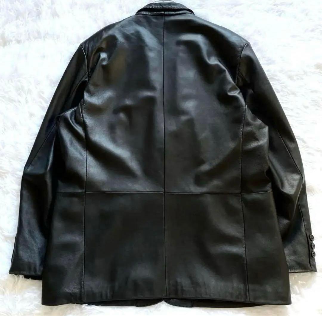 美品 バルマン テーラードジャケット ラムレザー 羊革 ブラック　リアルレザー