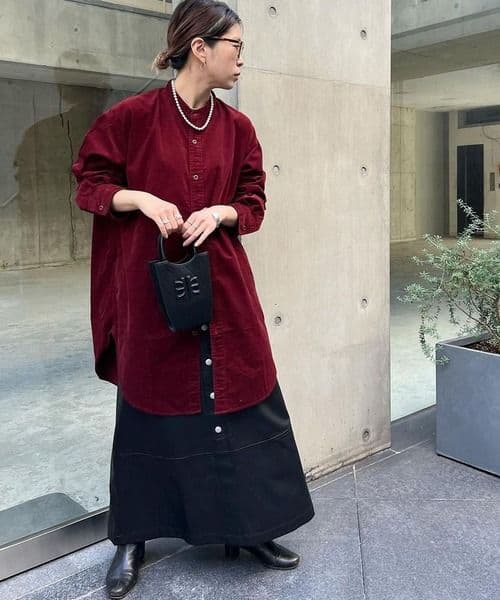 Attick by Johnbull　バーガンディ コーデュロイ シャツ