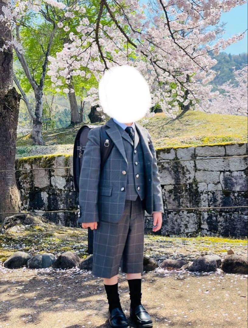 超美品 ワンダーファクトリー 120 フォーマルスーツ 6点 卒園 入学 グレー