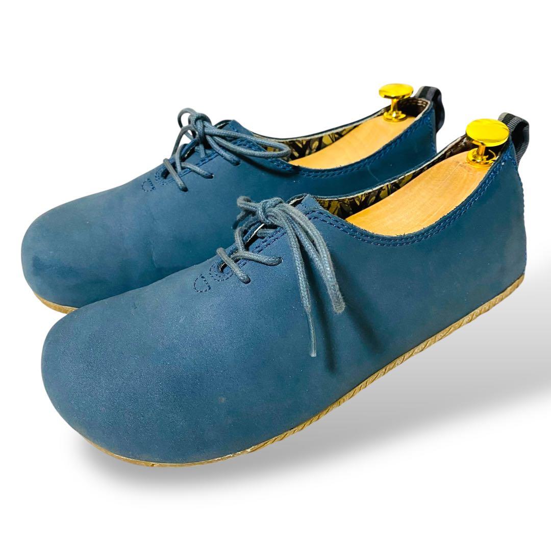 【美品】メレル　ムートピアレース　レースアップ デニムブルーレザーヌバック